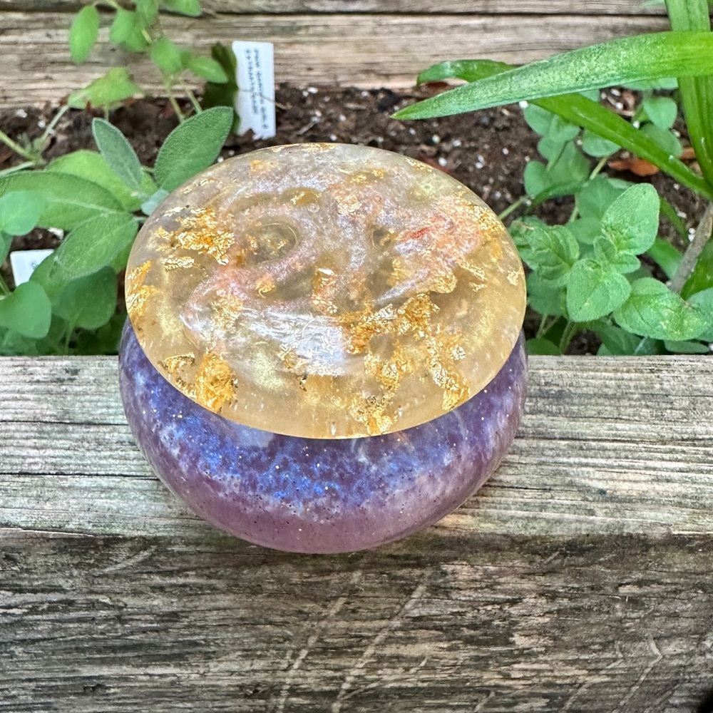 Handcrafted Purple & 24k Gold Dragon Shimmer Glitter Decorative Trinket Jar - Picture 7 of 12